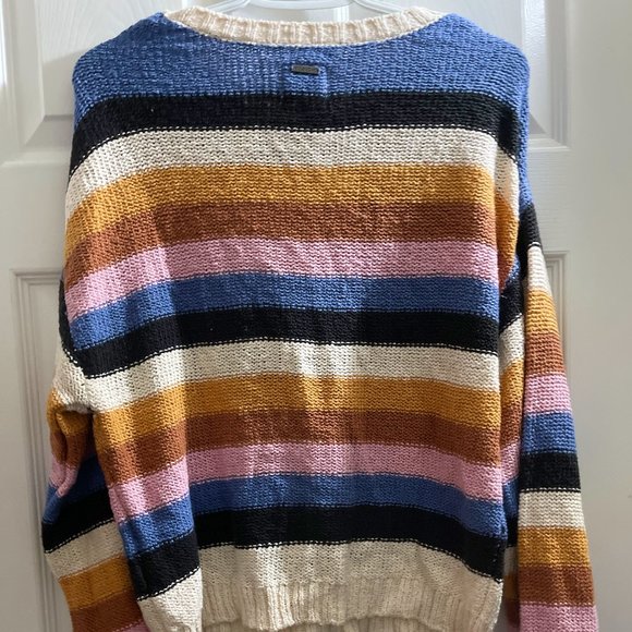 Billabong Toffee & Navy Multicolor Stripe Seeing Double Sweater - Juniors - Picture 4 of 4